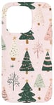 iPhone 15 Pro Pink Christmas Tree Pattern Winter Holiday Xmas Women Girls Case