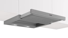 Bosch Serie 4, Utdragbar köksfläkt, 60 cm, Silver metallic (DFS067A51) + Clean Air Standard, Recirkulationset (kolfilter) (DWZ2IT1I4)