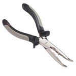 Rapala - Pince de Pêche Curved Fisherman's Pliers - Matériel de Pêche avec Bec Coudé - Article de Pêche en Acier Nickelé - Pince Coupante avec Poignée Ergonomique - 16,5cm - Gris/Noir