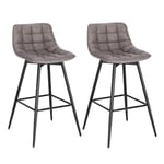 WOLTU BH249dgr-2 Lot de 2 Tabouret de Bar Design Chaise Haute pour Bar Bistro siège en Similicuir avec Repose-Pieds Cadre en métal,Gris Foncé