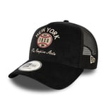 NEW ERA NEW YORK CORD TRUCKER CAP.E FRAME BLACK CORDUROY SNAP BASEBALL HAT W24