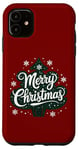 iPhone 11 Festive Green Tree Merry Christmas Winter Holidays Joy Case