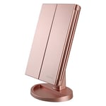 deweisn Miroir de Maquillage Lumineux à Trois Plis avec 21 lumières LED, Miroir grossissant 3X/2X, Interrupteur à capteur Tactile, Miroir de Maquillage de Table avec Deux Modes d'alimentation