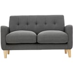 Canapé scandinave 2 places en tissu gris foncé et bois clair luna