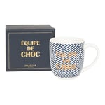 DRAEGER PARIS - Mug en Céramique - Bleu - "Équipe De Choc" - Idée cadeau Famille, Ami, Collègue, Coach, Anniversaire - Humour, Amitié - 320 ml - Avec Boîte Cadeau