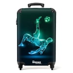 NoBoringSuitcases.com Valise Enfant, Valise Cabine, Valise Enfant Garcon, Bagages Enfant, Valise Enfant Roulette, Valise pour Enfant, Valise Garcon, Valise Cabine 55x35x25cm (Footballeur - Vert-Bleu)