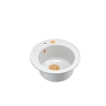 QUADRON évier rond cuisine Blanc + Cuivre Pvd | Taille Ø 51 cm, granit évier en granit | MORGAN 210 évier à encastrer avec trou pour robinet | évier monocuve évier de cuisine