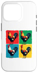 iPhone 16 Pro Colorful Funny Chicken Art, Crazy Chicken Rooster Family Case