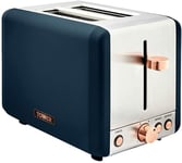 Tower T20036MNB Cavaletto 850W 2-Slice Toaster, Midnight Blue & Rose Gold - New