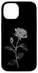 Coque pour iPhone 14 Rose June Birth Flower Minimalistic Black and White