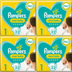 88 x Pampers New Baby, Size 1 - Carry Pack - With Protection For Sensitive Skin