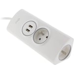 HBF - Multiprise d'angle 2P 16A + 2 usb précâblée - Otio