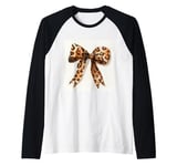 Bow in Watercolor || Aesthetic cheetah leopard pattern Bow Raglan Baseball Tee