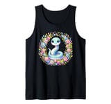 Adorable Green Snake Floral Wreath Cute Reptile Lover Tank Top