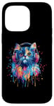 Coque pour iPhone 14 Pro Max Persian Cat Lovers Pop Art Casque audio amusant chat persan