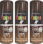 3 x 400ml Espresso Brown Spray Paint Gloss Finish Metal Wood Plastic Spray