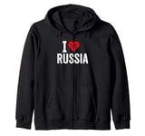 Funny Design Retro I Love Russia with a Red Heart Zip Hoodie