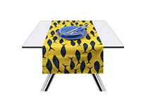 Excelsa Afrika Fish Table Runner, 100% Cotton, Yellow and Blue, 45 x 140 cm