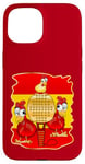 Coque pour iPhone 15 Jouer au Padel Tennis Poules Poulets Poulailler