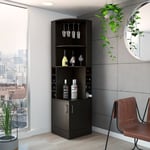 Meuble bar d'angle Syrah, avec porte-gobelets 180,6CM l x 46,9CM h x 46,9CM l x 46,9CM p Noir