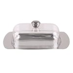 Tohoee Beurrier Inox 18.5 x 12.2 x 6.8 cm Beurrier avec Couvercle Argent et  Couteau à Beurre Assorti Boite a Beurre Vintage Contenant de Stockage  Fromage Plateau pour Cuisine Restaurant (avec poignée) 