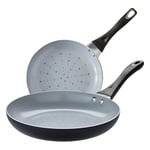 Prestige Disney Monochrome Ceramic Frying Pan Set 24 & 28cm - Non Stick Frying Pan Set, Induction Suitable, PFAS & PFOA Free Cookware, Black & White