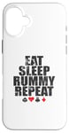 Coque pour iPhone 16 Plus Eat Sleep Rummy Repeat Jeu de cartes Romme