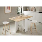 Dmora - Table à rallonge Dmodol, Table à manger pliante avec plateau rabattable, Table auxiliaire pliable, 31x77h78 cm, Blanc et Chêne