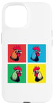 iPhone 15 Colorful Cool Chicken Art, Crazy Chicken Rooster Family Case