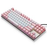 iBlancod K87 87 Näppäimet Langallinen Mekaaninen Näppäimistö Metallipaneeli Kaksivärinen Injection Keycap 20 Light Effects Pinkki&White (siniset kytkimet)