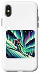 Coque pour iPhone X/XS Aventure Ski Sous Aurore Boréale