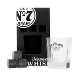 Jack Daniels Whiskey Stones and Glass Gift Set - Whisky Gifts for Men, Old Fashioned No. 7 Whiskey Glass and 3 x Whisky Stones - Christmas, Birthday Gifts for Men, Boyfriend, Mens Gifts