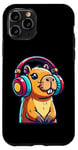 iPhone 11 Pro Capybara Wearing Headphones Music Case