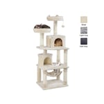 Yaheetech - Arbre à Chat Tour à Griffer avec 2 Niches/Hamac Colonne en Sisal Multi-Niveaux Tour pour Chat Hauteur 158 cm Beige