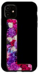 Coque pour iPhone 11 Lettre L florale vibrante