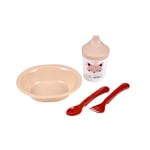 Bébé Douceur, Set Repas 4 pièces avec Assiette + Couverts + Tasse Plastique Foret