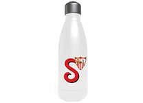 Sevilla Bouteille d'eau en acier inoxydable, bidon, bouteille d'eau, fermeture hermétique, lettre S, 550 ml, couleur blanche, produit officiel (CyP Brands)