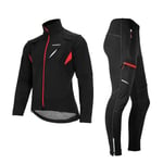 ROCKBROS Cyclisme Veste Polaire Hiver + Longue Pantalon Vélo VTT Homme Femme Coupe Imperméable Thermique Réfléchissant Noir M-4XL