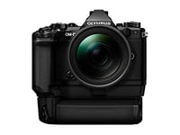 Olympus OM-D E-M5 Mark II 16 mégapixels, 7,6 cm 3 pouces d'affichage TFT LCD, Full HD, HDR, 5 axes de stabilisation d'image incl. Haut objectif M.Zuiko Digital ED 12-40mm Pro , HLD-8 poignée et 2x BLN-1 batterie noir