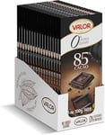 Valor Sugar Free Dark Chocolate Bar - Dark Diabetic Chocolate - Intense Smooth Sugar free made with 85% Cacao, Sweetened with Stevia, Gluten Free, Vegan, by Master Chocolatiers, Box 17 100g Bars