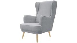 Fauteuil en tissu WILLY 2 coloris gris clair/ pieds naturels