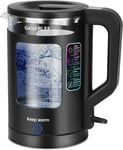 GABERLEE Electric Kettle, 1.7L, 3000W Fast Boil Quiet Glass Kettle with Blue and