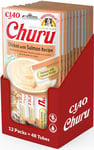 INABA Churu Pureté Friandise pour Chats - Pâte pour Chats à Manger à la Main - Bâtonnets pour Chats au Poulet et au Saumon - 12 Paquets / 48 bâtonnets