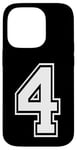 iPhone 14 Pro Number Four #4 Sports Team Uniform Birthday Anniversary Case