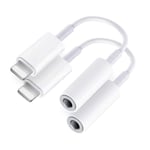 [Apple MFi Certified] 2 Pack Lightning to 3.5mm Earphone Cable Jack Aux Audio Dongle Adaptor Headphone Converter Accessories Compatible with iPhone 12/11/Xs/Xs MAX/XR/X/8/8 P/7 Support All iOS System