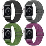 SOiiKE 4 Pack Bracelet Compatible avec Bracelet Apple Watch 38mm 40mm 41mm pour Femme Homme, Bracelet de Remplacement Réglable Sport en Nylon Elastique pour iWatch Series SE/9/8/7/6/5/4/3/2/1