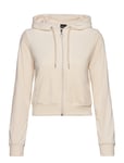 Velour Hoodie Tops Sweat-shirts & Hoodies Hoodies Cream Gina Tricot