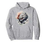 fierce anime asian dragon in clouds sunset japanese art Pullover Hoodie