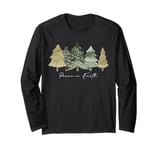 Winter Trees Nature Holiday Christmas Peace on Earth Long Sleeve T-Shirt