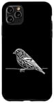 Coque pour iPhone 11 Pro Max Line Art Oiseau et Ornithologue Pin Siskin